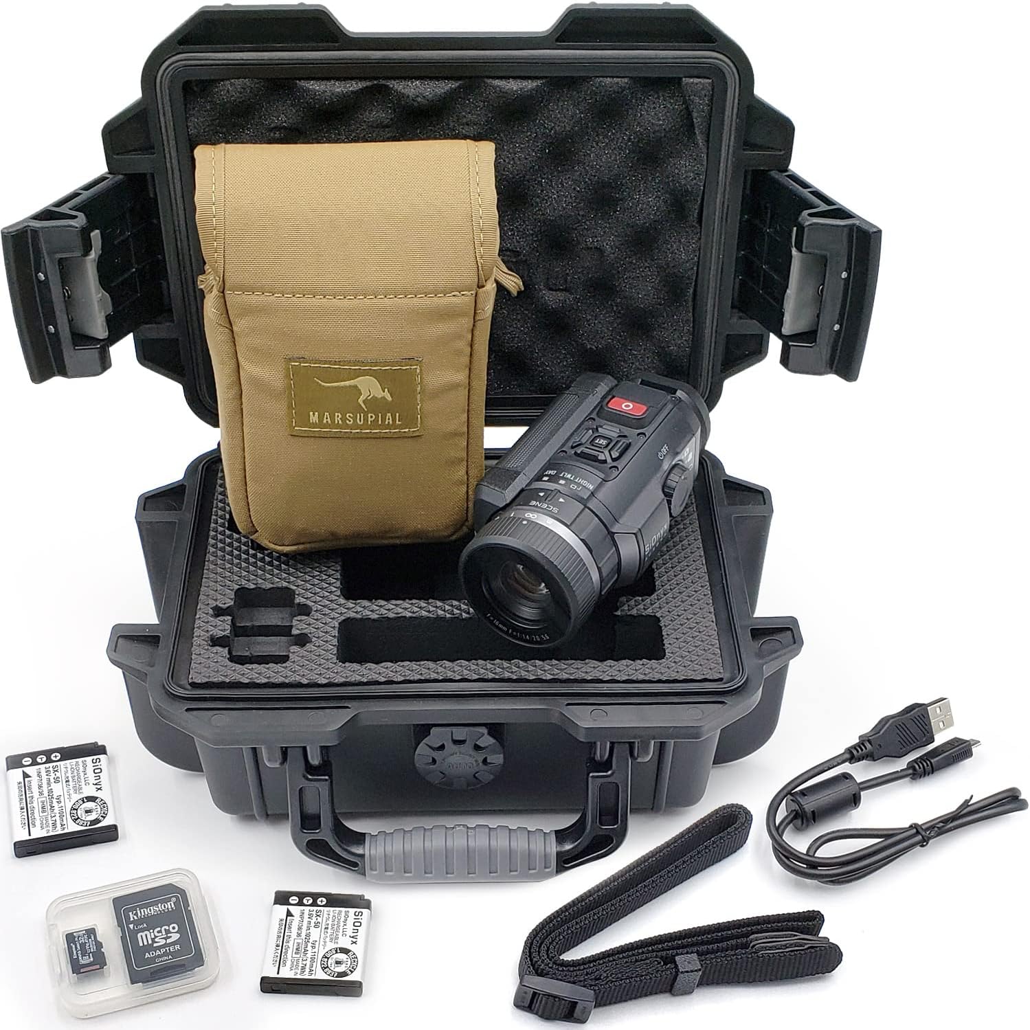 SiOnyx Backcountry Adventure Kit -Includes Aurora Black Camera, IR Illuminator, and Marsupial Aurora Pouch