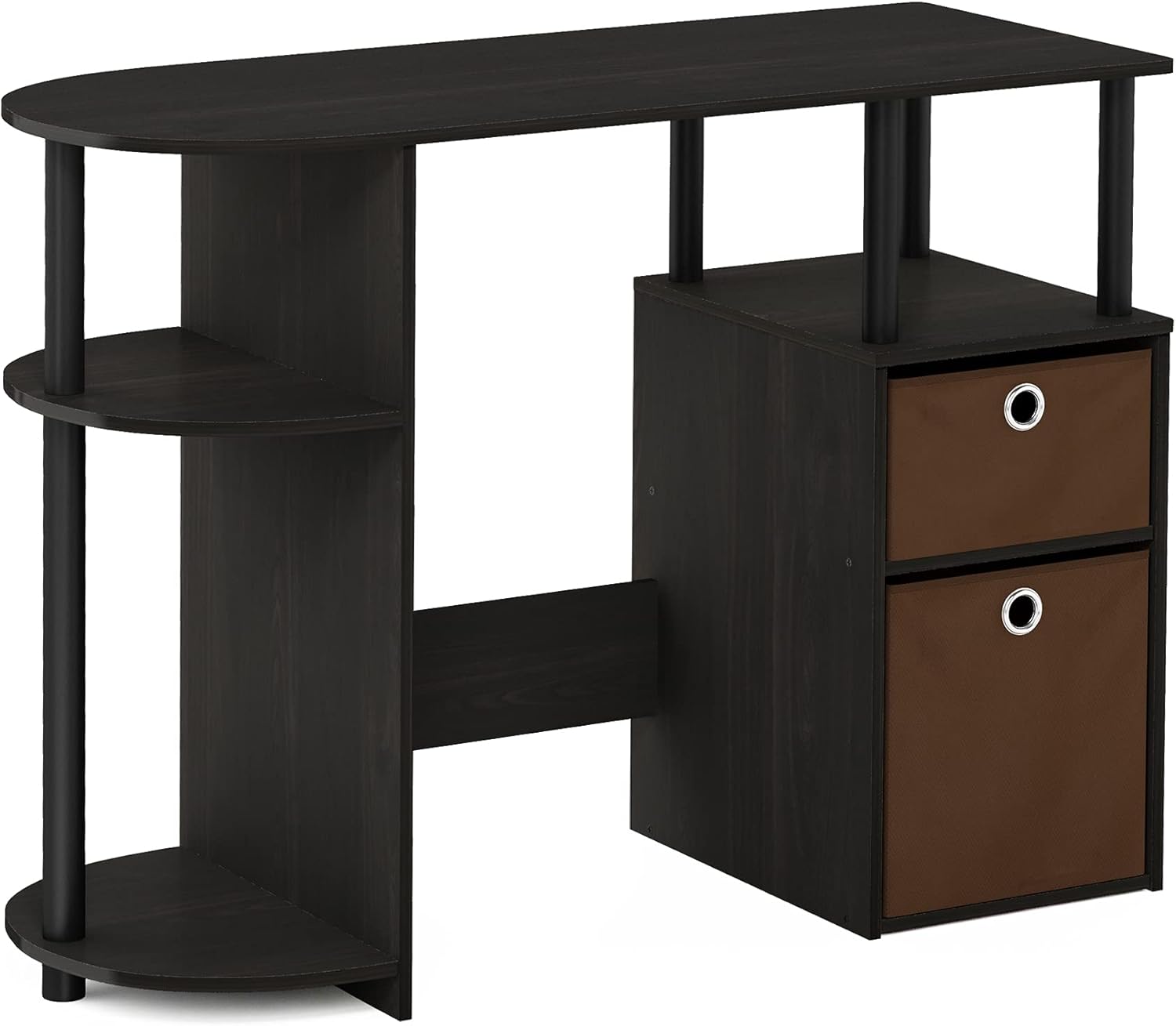 Furinno Jaya Simplistic Computer Study Desk, French Oak Grey/Black Pack of 2