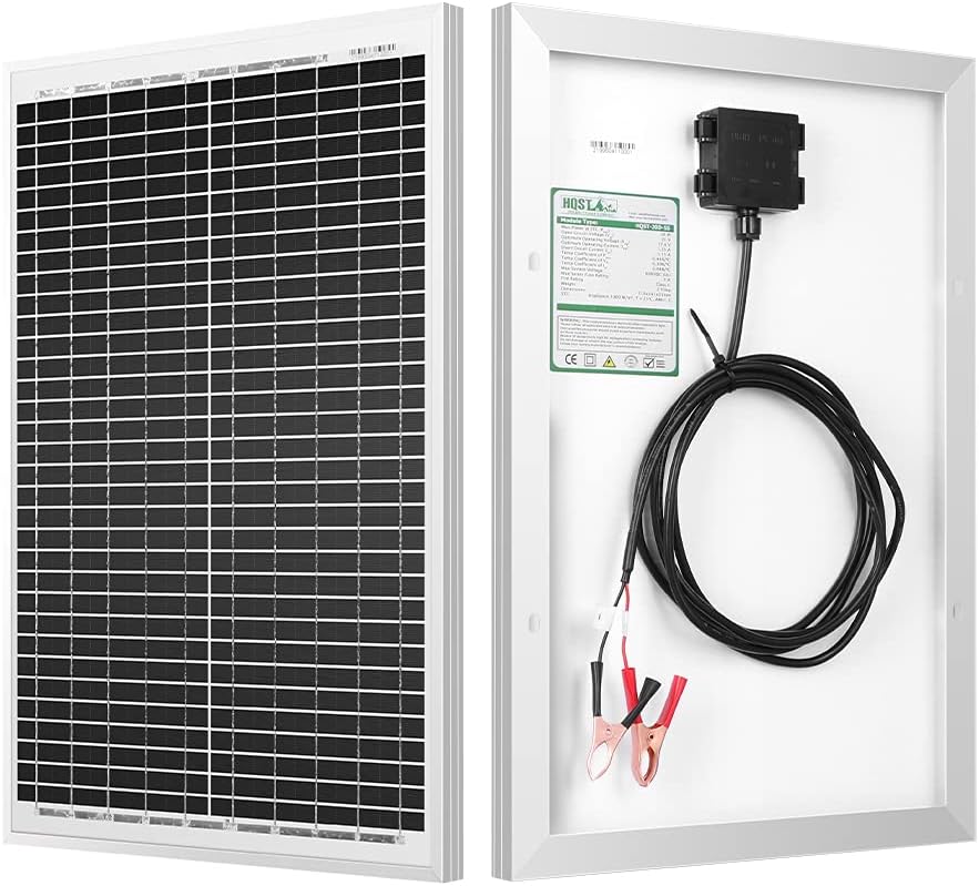 HQST 20 Watt Solar Panel 12 Volt Monocrystalline Portable Solar Panel to Charge 12V Battery for RV, Boat, Marine, Cabin, Tent,Yacht, Car, Off-Grid Applications