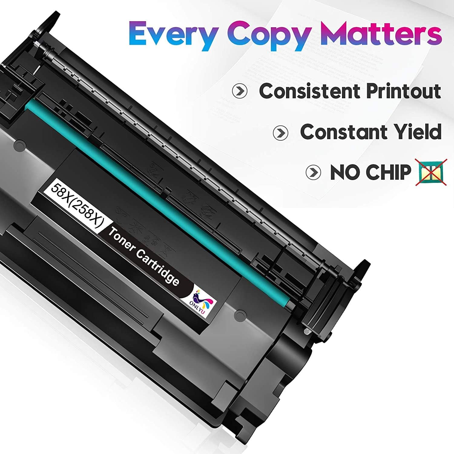 ONLYU Compatible Toner Cartridge Replacement for HP 58X CF258X 58A CF258A for HP M404n M404dn M404dw MFP M428dw M428fdn M428fdw M404 M428 M304 Toner Printer (Black, 2 Pack,NO CHIP)