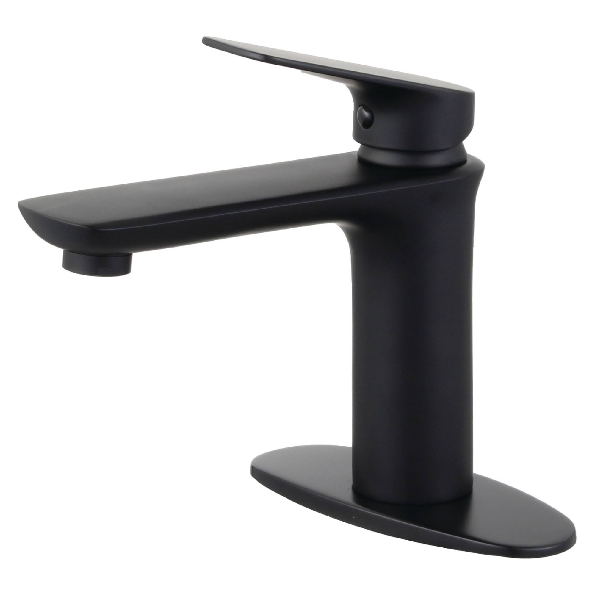 Fauceture LS4200CXL Frankfurt Single-Handle Bathroom Faucet with Deck Plate u0026 Drain Matte Black