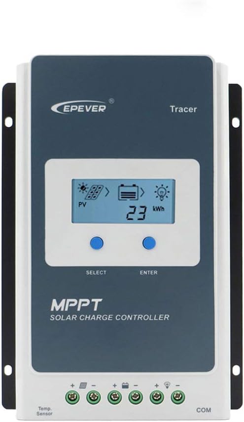 EPEVER 40A MPPT Solar Charge Controller 12/24V DC Automatically Identifying System Voltage Common Negative Grounding Compitable with Lead-Acid and Lithium Batteries