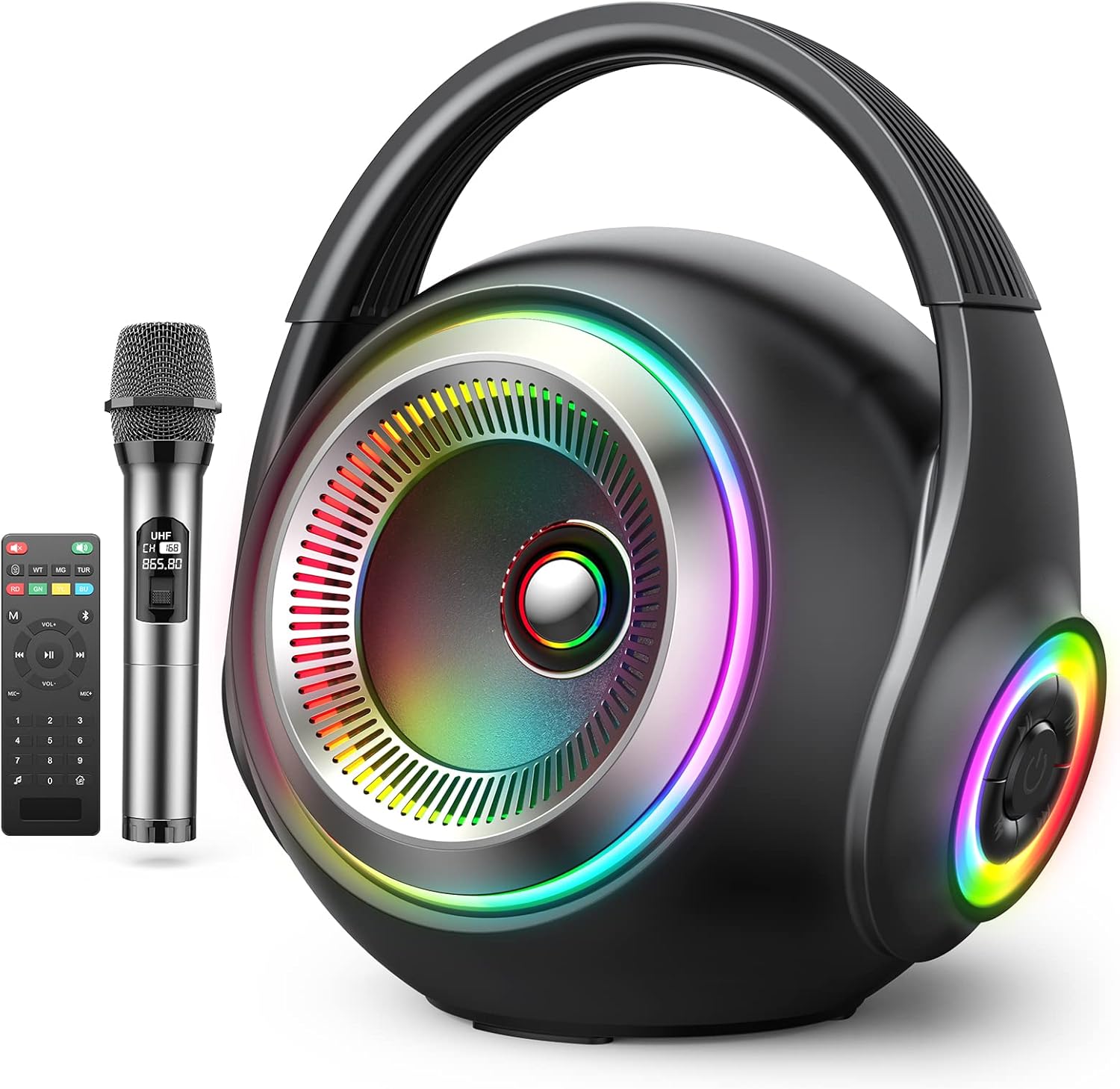 Bluetooth Speakers, Portable Bluetooth Speakers with Subwoofer Heavy Bass, Home Bluetooth Wireless Speaker with Mic Remote Control,Colorful Lights, Stereo Sound, for Home, Party, Travel… Pack of 2