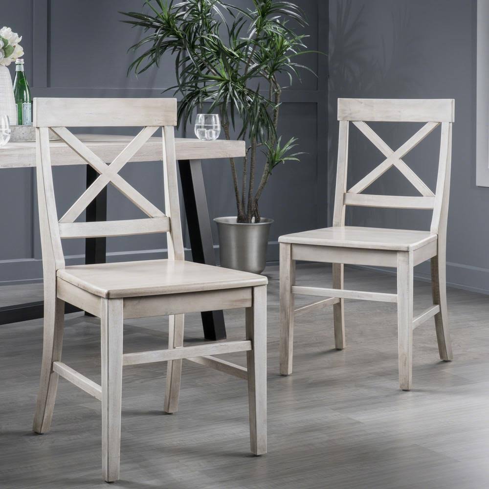 Noble House Home Furnish Roshan Light Grey Wash Acacia Wood Dining Chairs (Set of 2)