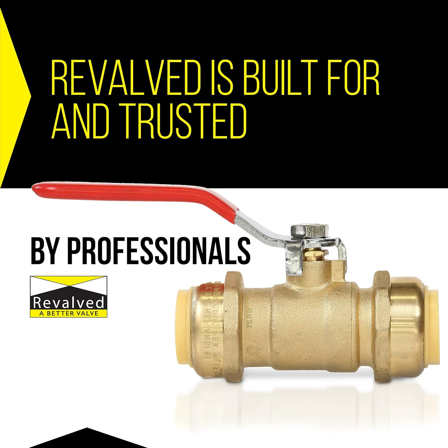 Revalved Push Ball Valve, Lead-Free Brass Water Shut Off Valve, Push-To-Connect Heavy Duty Female Push Valve, Plumbing Brass Fitting Compatible With COPPER, PEX, CPVC, HDPE & PE-RT Pipes, 5 pack, 1