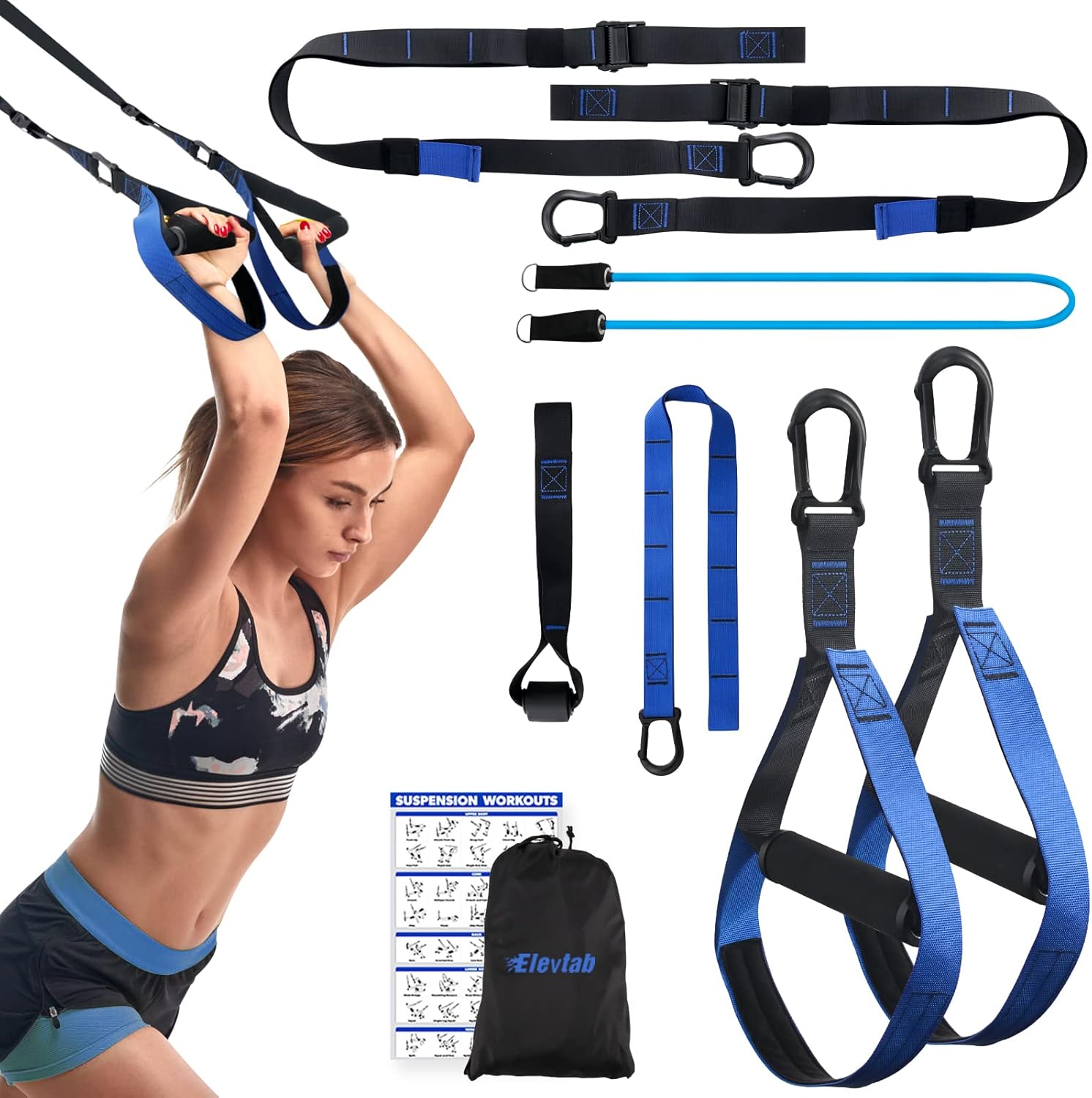 ELEVTAB Suspension Trainer 3.0, Bodyweight Resistance Training Kit for Full-Body Workout, Home Gym Pack of 2
