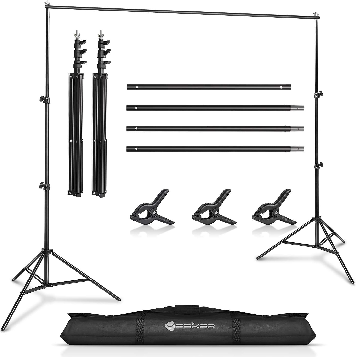 Yesker Photo Video Studio 10ft Adjustable Backdrop Stand, Background Support System Kit with Carry Bag for Photography Studio Parties Wedding