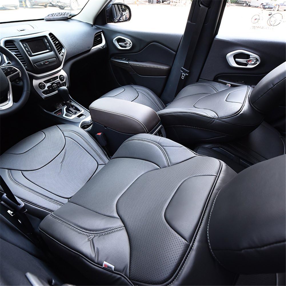 BEHAVE Car seat Covers,Custom Fit Seat Covers Fit for Jeep Cherokee 2015 2016 2017 2018,Pack of Leather Auto Seat Covers for SUV Full Set Saddle Cover, Back Cover, Headrest Cover