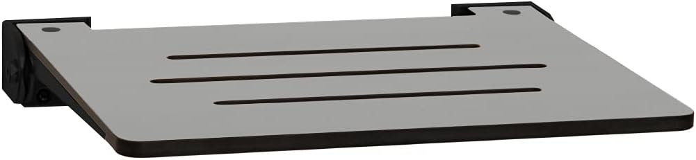 Seachrome SHAFSL-185155-PRTS-S-SL Slimline Wall Mounted Folding Shower, Rustic Teak Seat with Silver Frame