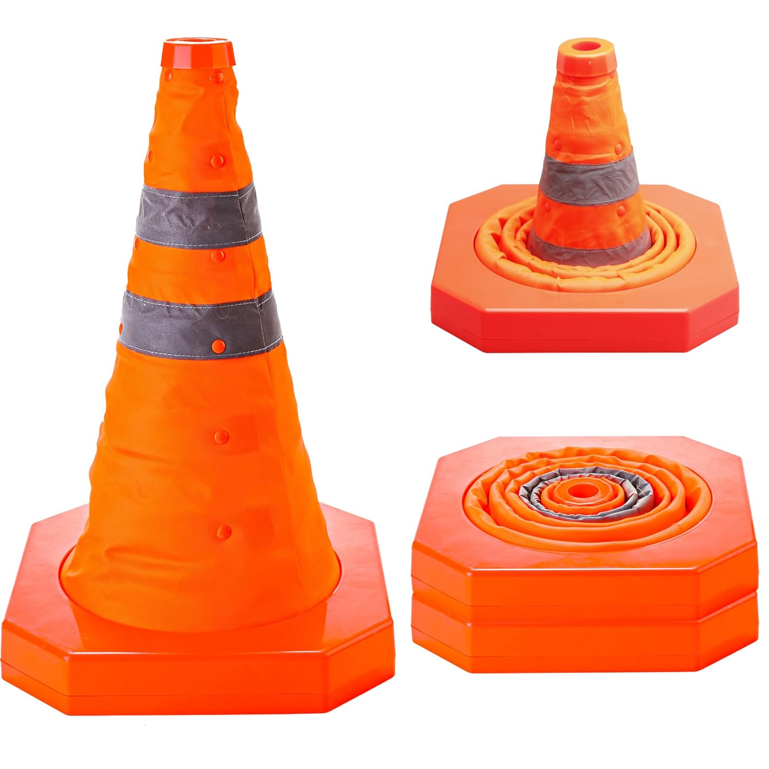 Cartman 4 Pack 15.5 Inches Collapsible Traffic Cones, Multi Purpose Pop up Reflective Safety Cones, Pack of 4