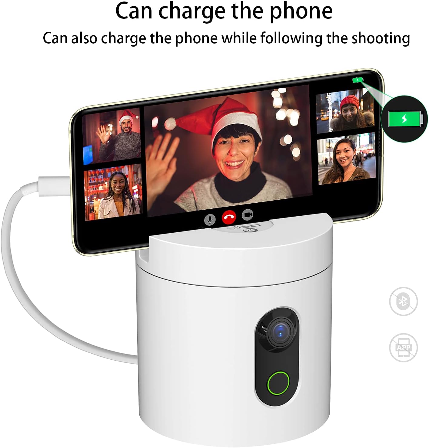 Auto Tracking Phone Holder, Auto Face Object Tracking 360° Rotation AI Smart Selfie Stick Tripod for Vlogging Webcast Tiktok, NO APP Required, Rechargeable for Phone