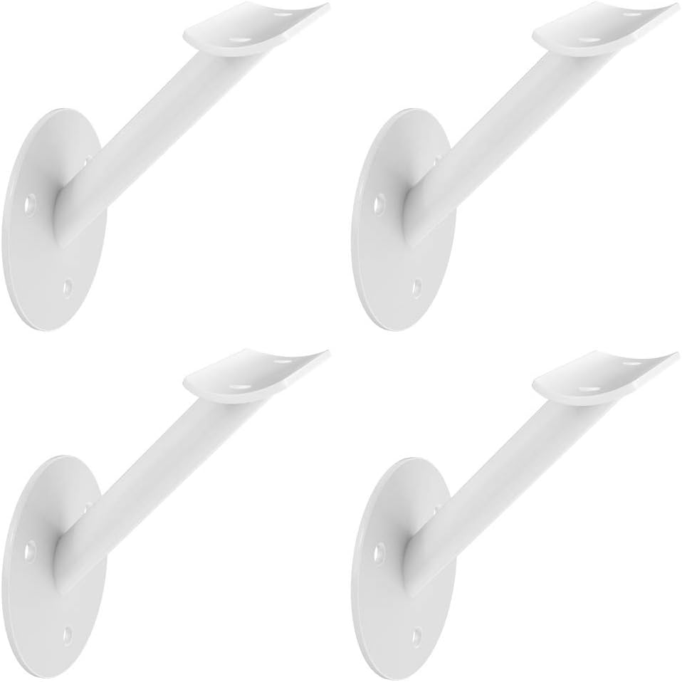 AMSOOM Handrail Bracket Heavy Duty Steel Stair Parts for Wall Mounted Staircase Railings Accessories Stairway Support Hardware for Wood Flat Square Railings. (Black, 4 Pack) Pack of 2