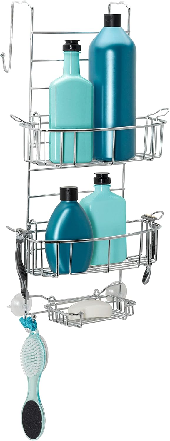 Zenna Home Rust-Resistant Over-The-Shower Door Caddy, Stainless Steel Pack of 2
