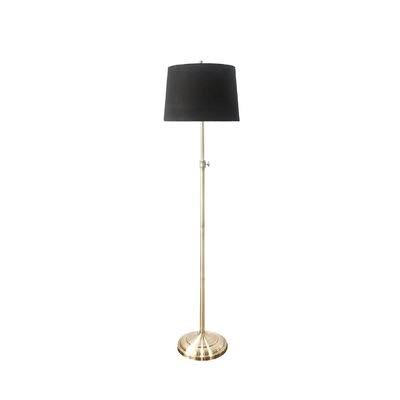 Encanto 62x22 Floor Lamp Canora Grey Shade Color: Black, Base Finish: Antique Brass