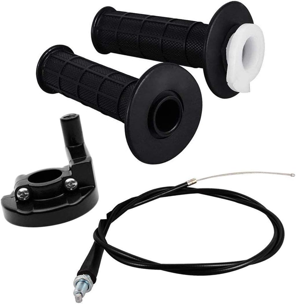 Mecotime Throttle Accelerator Handle Grips and Cable Set for Mini Bike 7/8