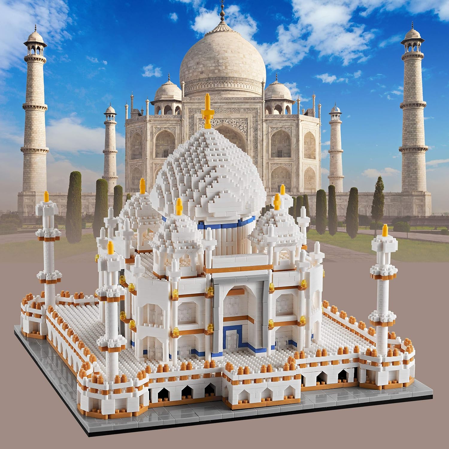YUJNS Architecture Collection: Taj Mahal Model Kit and Gift for Kids and Adults ,Micro Block 3950 Pieces （with Color Package Box） Pack of 2