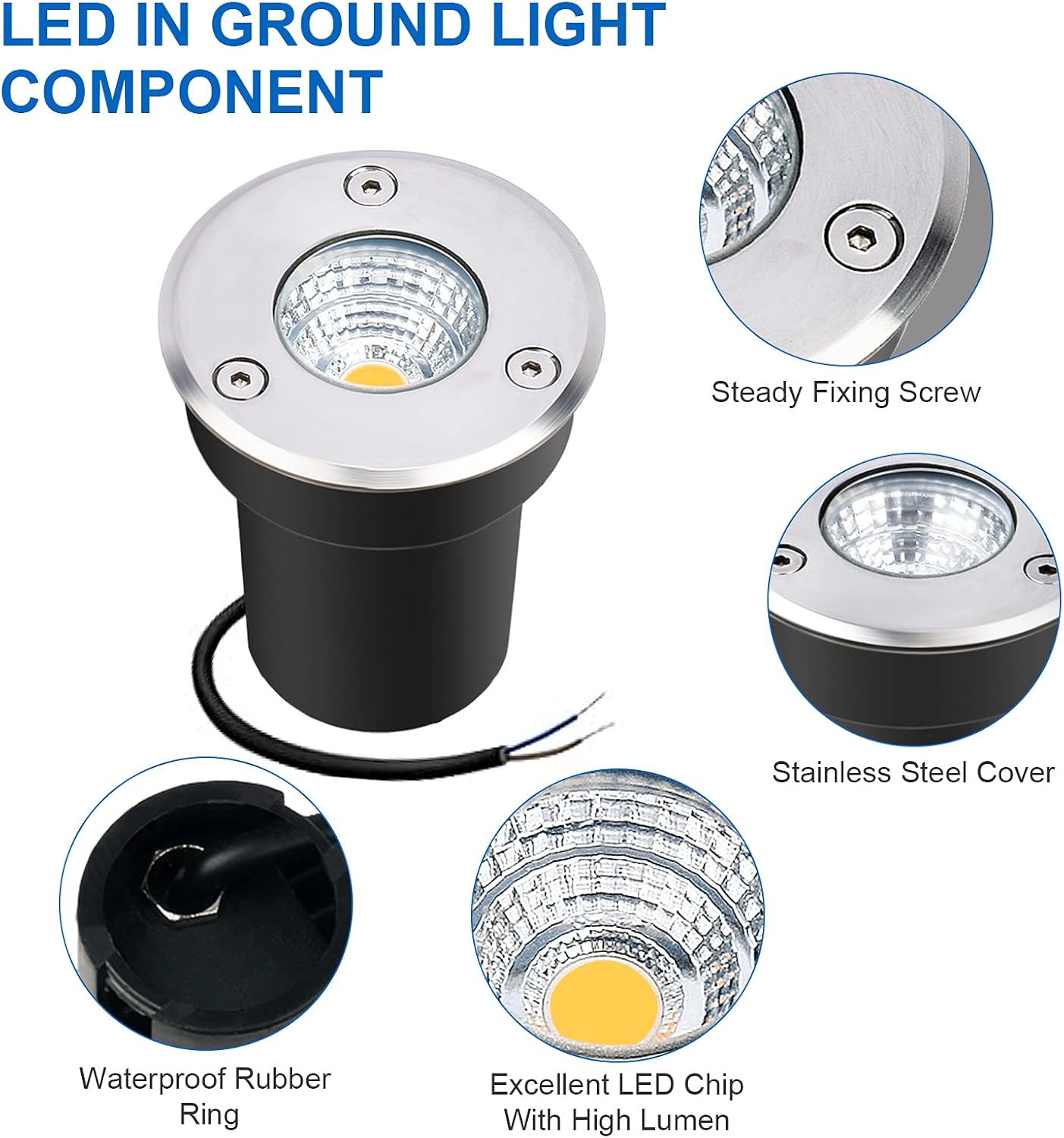 MEEDOO 5W Low Voltage Landscape Lights In-Ground Lights 12V Warm White Low Voltage Lighting Outdoor Waterproof for Lawn Pathway Yard Driveway Deck, Step(10 Pack with Connector)