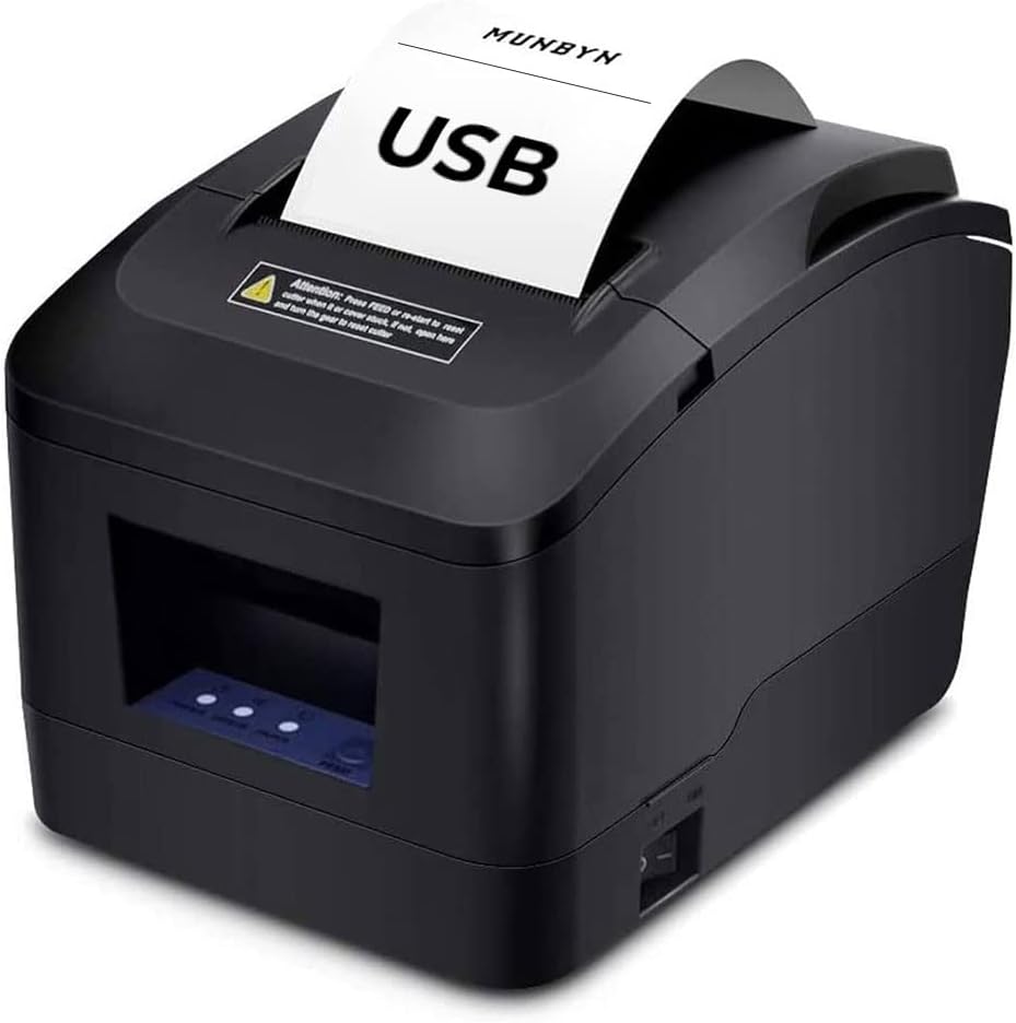 MUNBYN POS Printer, 80mm USB Receipt Printer, POS Receipt Printer with Auto Cutter ESC/POS Command Support Windows（Only USB Interface）