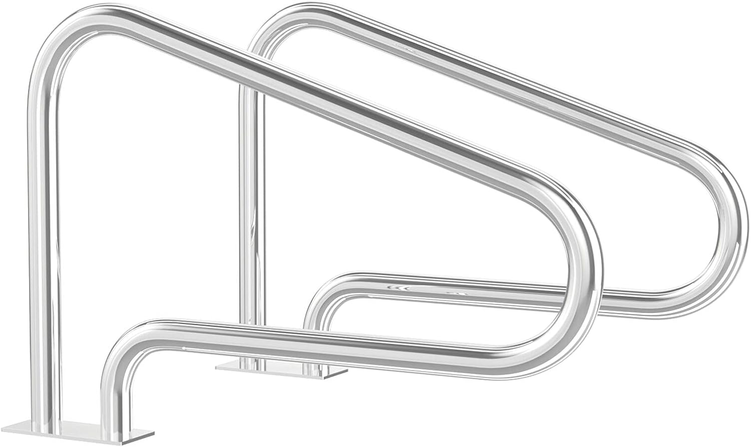 Goplus Pool Hand Rail, 2 PCS Easy Mount Hand Grab Rail w/Curved Structure & Complete Mounting Accessories, Stainless Steel Swimming Pool Stair Rail w/Base Plate