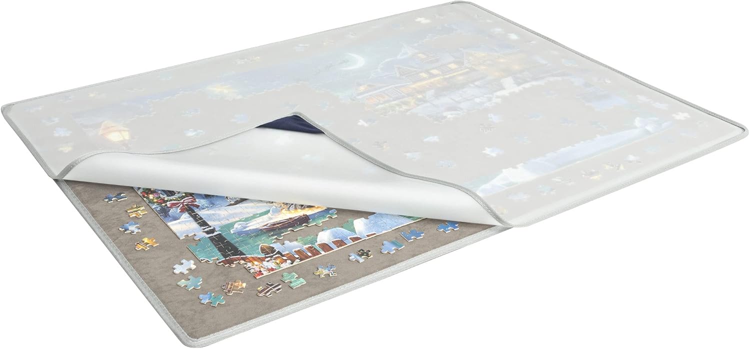 Becko US Jigsaw Puzzle Board with Puzzle Dust-Proof Cover for Puzzles Up to 1500 Pieces Portable Jigsaw Board Puzzle Mat for Puzzle Storage Puzzle Saver, Non-Slip Surface (Gray) Pack of 2