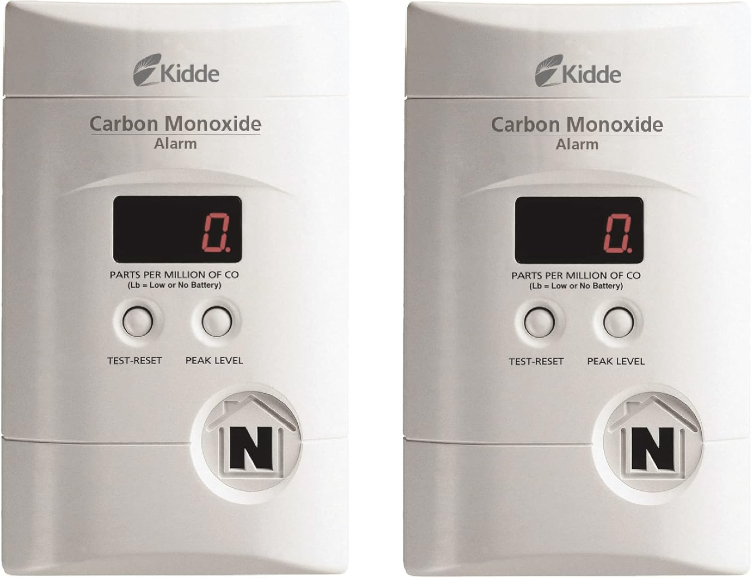 Kidde Nighthawk Carbon Monoxide Detector, AC-Plug-in with Battery Backup, Digital Display, Pack of 2