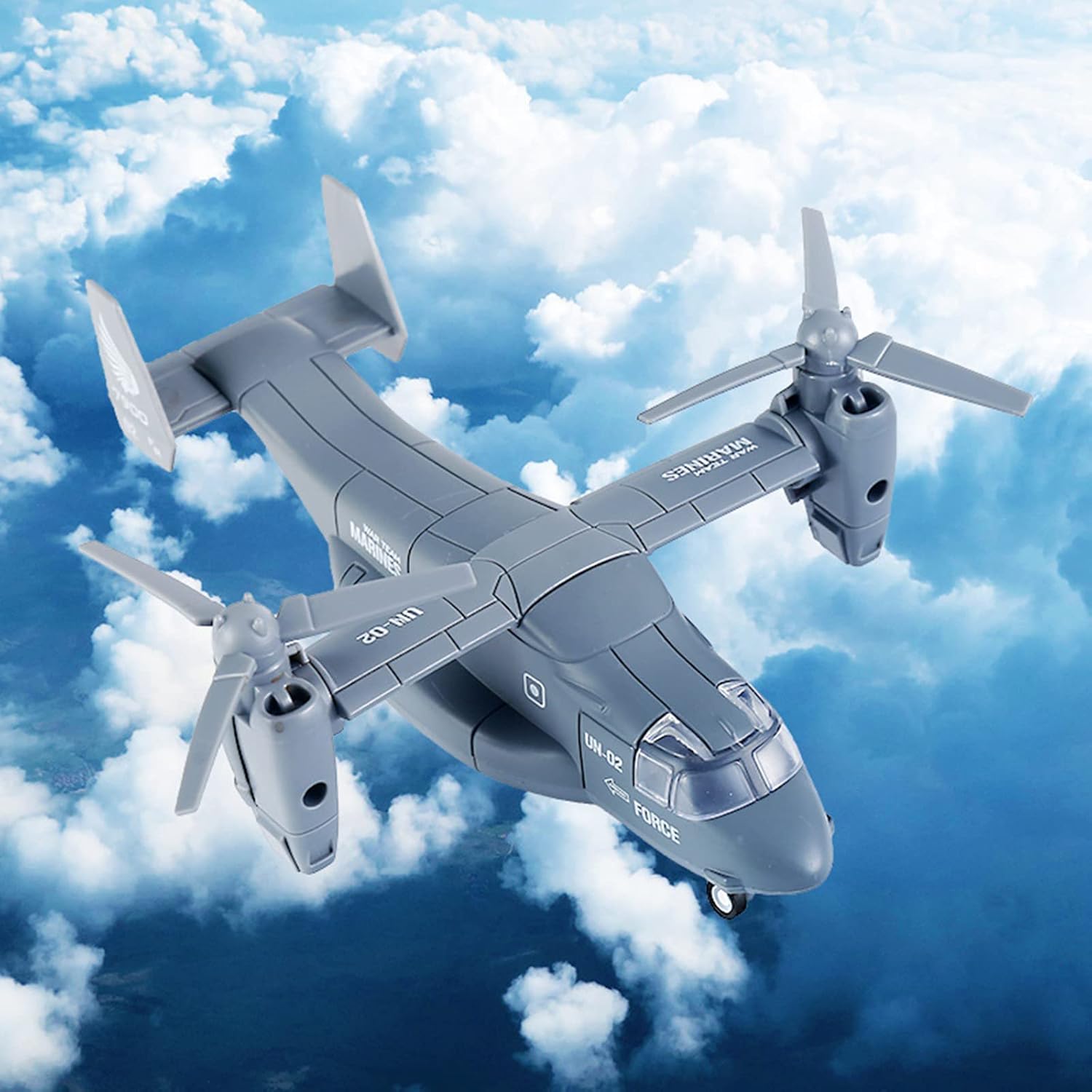 OTONOPI Military Helicopter Toy Marines Force Plane Model Military Transport Aircraft Fighter Jet Die-Cast Metal Pull Back Airplanes with Lights and Sounds for Kids or Collection