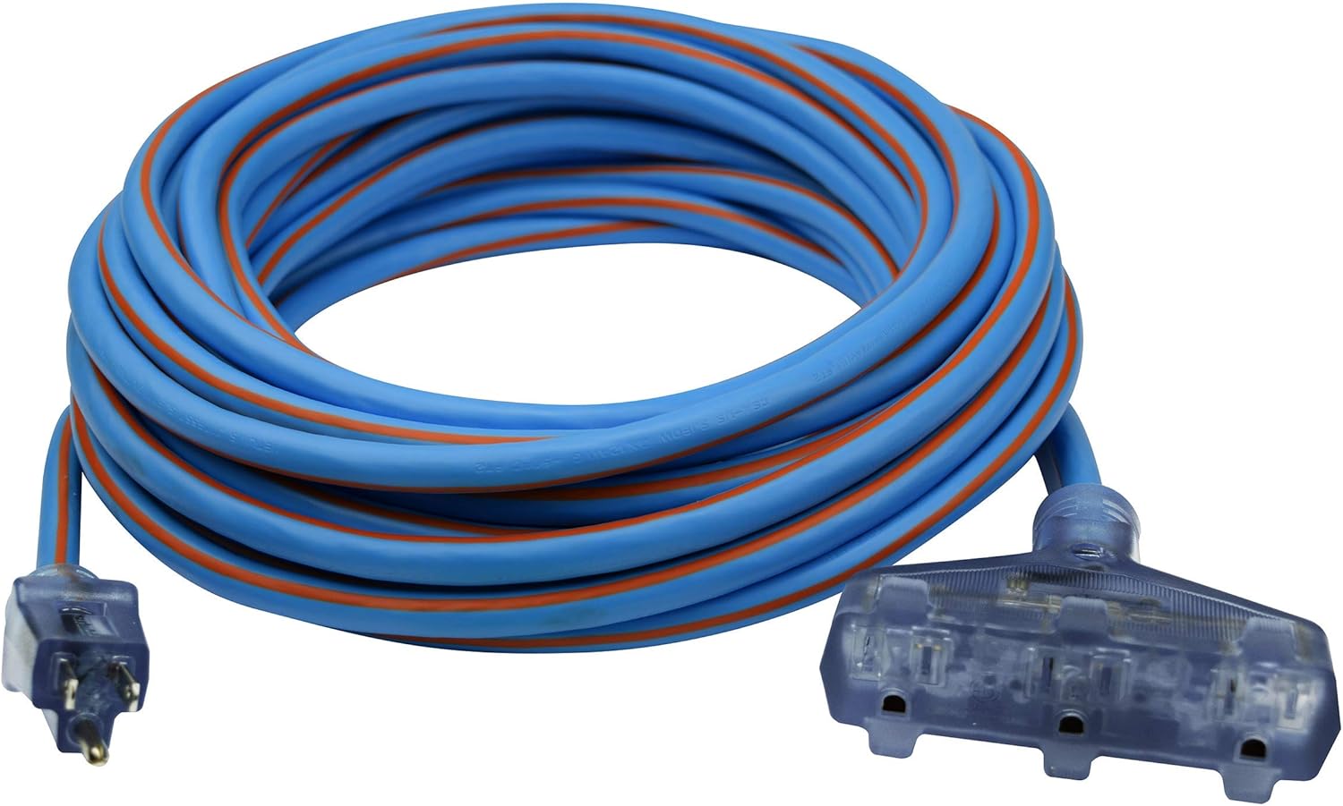 Clear Power 100 ft 12/3 SJTOW Extra Heavy Duty Contractor Grade Extension Cord with 5 Outlet Adapter Combo, Oil Water & Weather Resistant, Flame Retardant, Yellow, 3 Prong Grounded Plug, CPCO90001