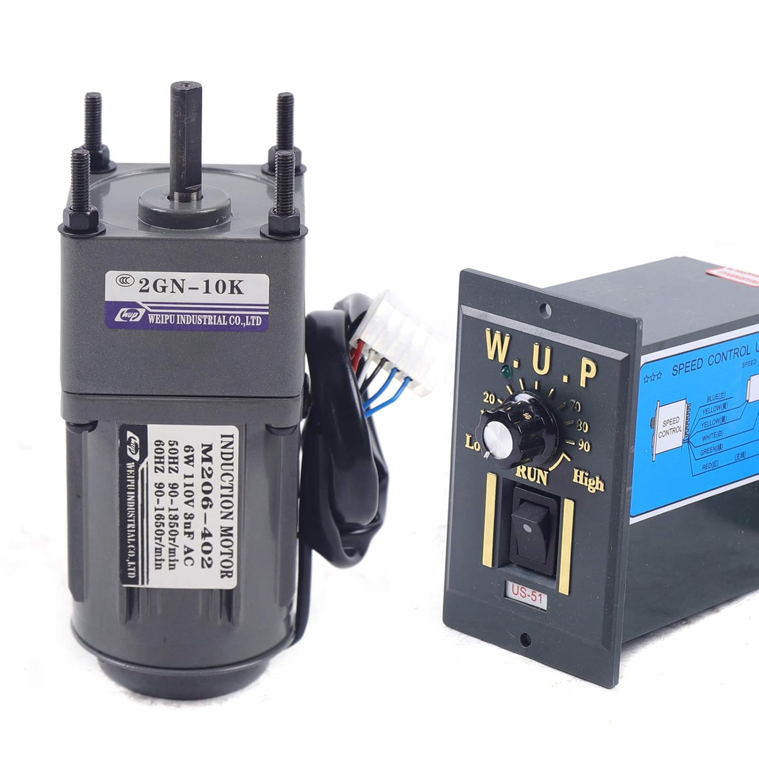 110V 6W Ac Gear Motor Electric Single-Phase Motor Gear Motor 0-13.5RPM Electric Variable Speed Adjustable Controller Governor Geared Motor and Speed Controller Combo (Reduction Ratio: 1:100)