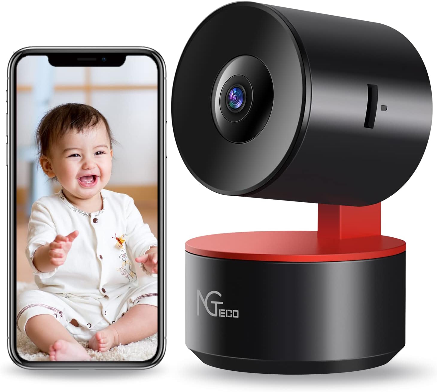 Security Camera Indoor, NGTeco WiFi Cameras for Home Security System, 1080P Baby Monitor Dog Cam w Night Vision 2 Way Audio, Motion Detection Work with Alexa Google Assistant Pack of 2