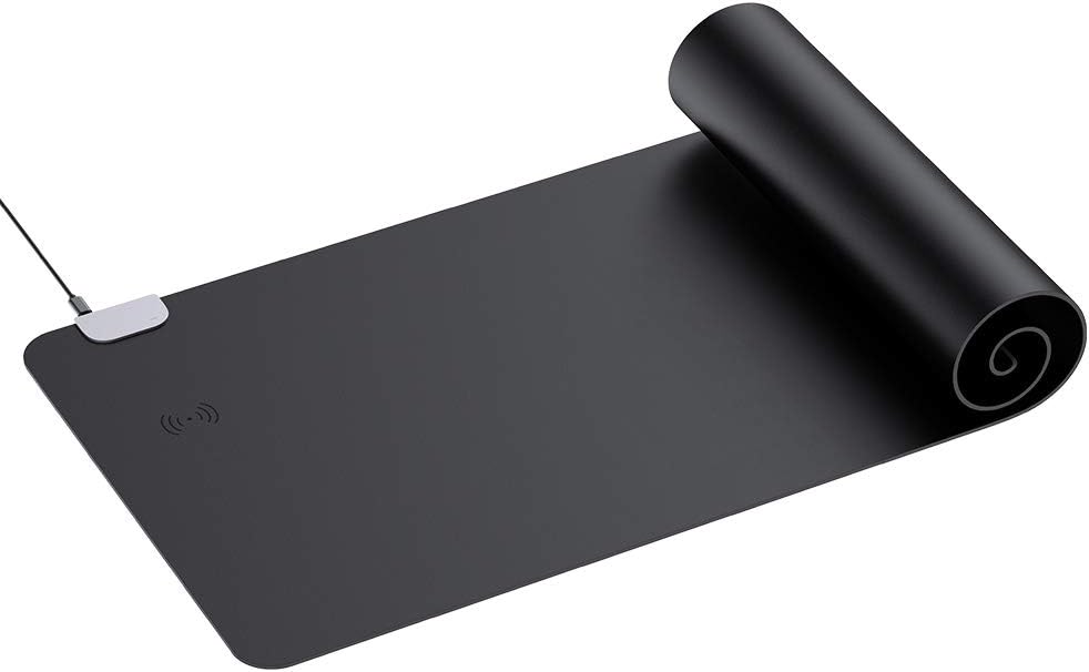 KINGFOM Desk Pad Office Desktop Protector, Waterproof PU Leather Large Mouse Pad, Desk Writing Mat with Wireless Charger 35.4