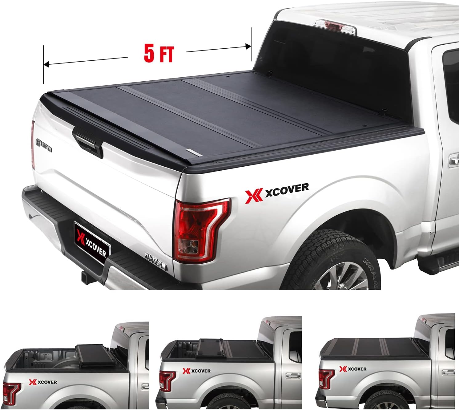 XCOVER Hard Folding Low Profile Truck Bed Tonneau Cover, Compatible with 2016-2022 Tacoma 5' Bed (60