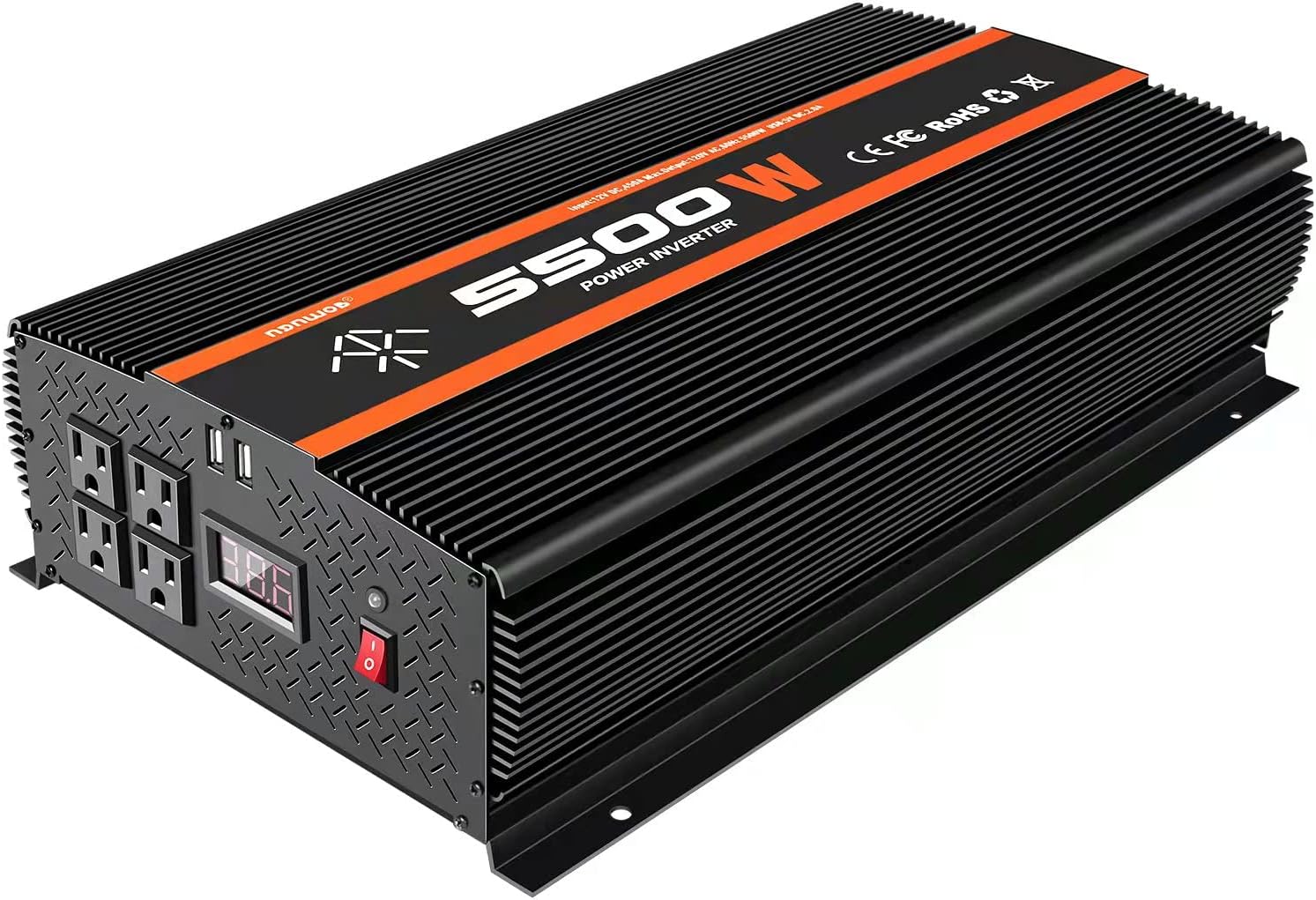 NGNWOB 5500W Truck RV Car Power Inverter Solar converters 12V to 110 V dc to ac for Heavy-Duty Truck,Off-Grid Solar