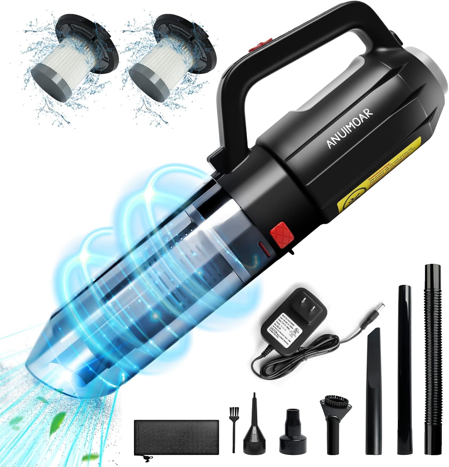 ANUIMOAR Handheld Vacuum Cordless Mini Car Vacuum Cleaner Rechargeable with 10000PA Strong Suction, 120W High Power, LED Lights, Portable Small Hand Vacuum Cleaner for Home, Car, Office