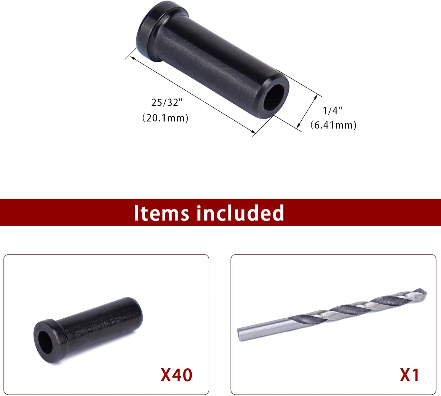 Muzata 40Pack Black Stainless Steel Protective Sleeves Cable Railing Kit Hardware for 1/8