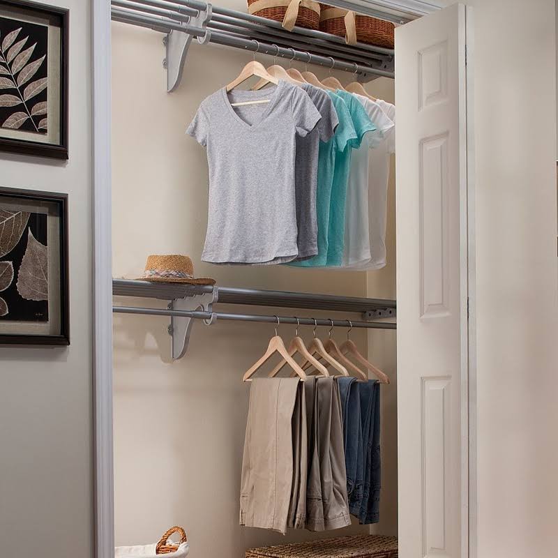 EZ Shelf 12 ft Closet Organizer Kit Up to 2 of Hanging Space Silver