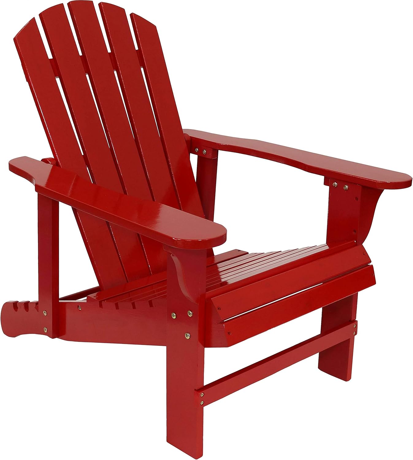 Sunnydaze Adirondack Chair with Adjustable Backrest - Natural Fir Wood Material - Outdoor Patio Chair - 250-Pound Weight Capacity - Red - Set of 2