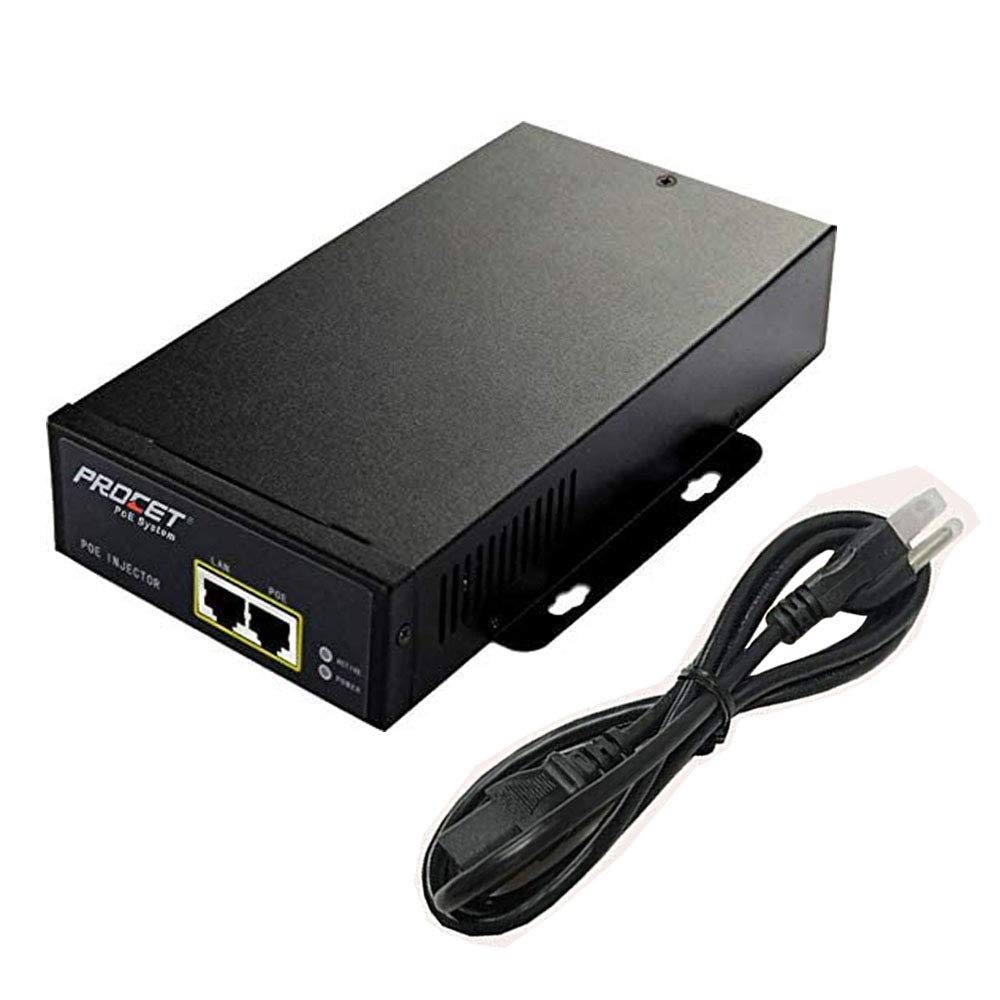 Procet Industrial Gigabit 75W Power Over Ethernet Adapter Ultra 802.3bt-PoE-Midspan-Injector AC Input 75W Output（6KV Surge Protection）IEEE802.3af,802.3at poe++, PT-PSE107GHRO-A