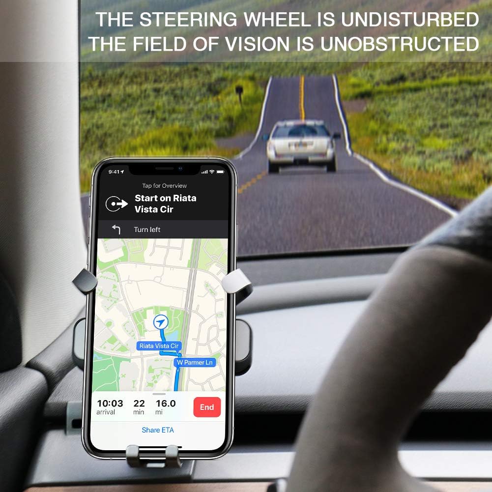 OYEFLY Tesla Model 3 Phone Holder Car Mount Gravity Mobile Holder ,with Most Smart Phones (Gray,Left) Pack of 2