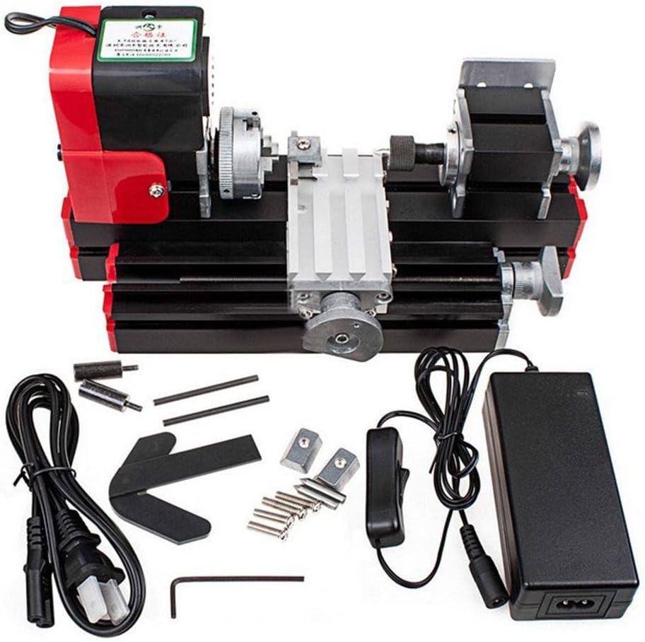 chuangsheng Mini Lathe Machine,12V Miniature Metal Multifunction Lathe Machine DIY 20000Rev/min 45135mm