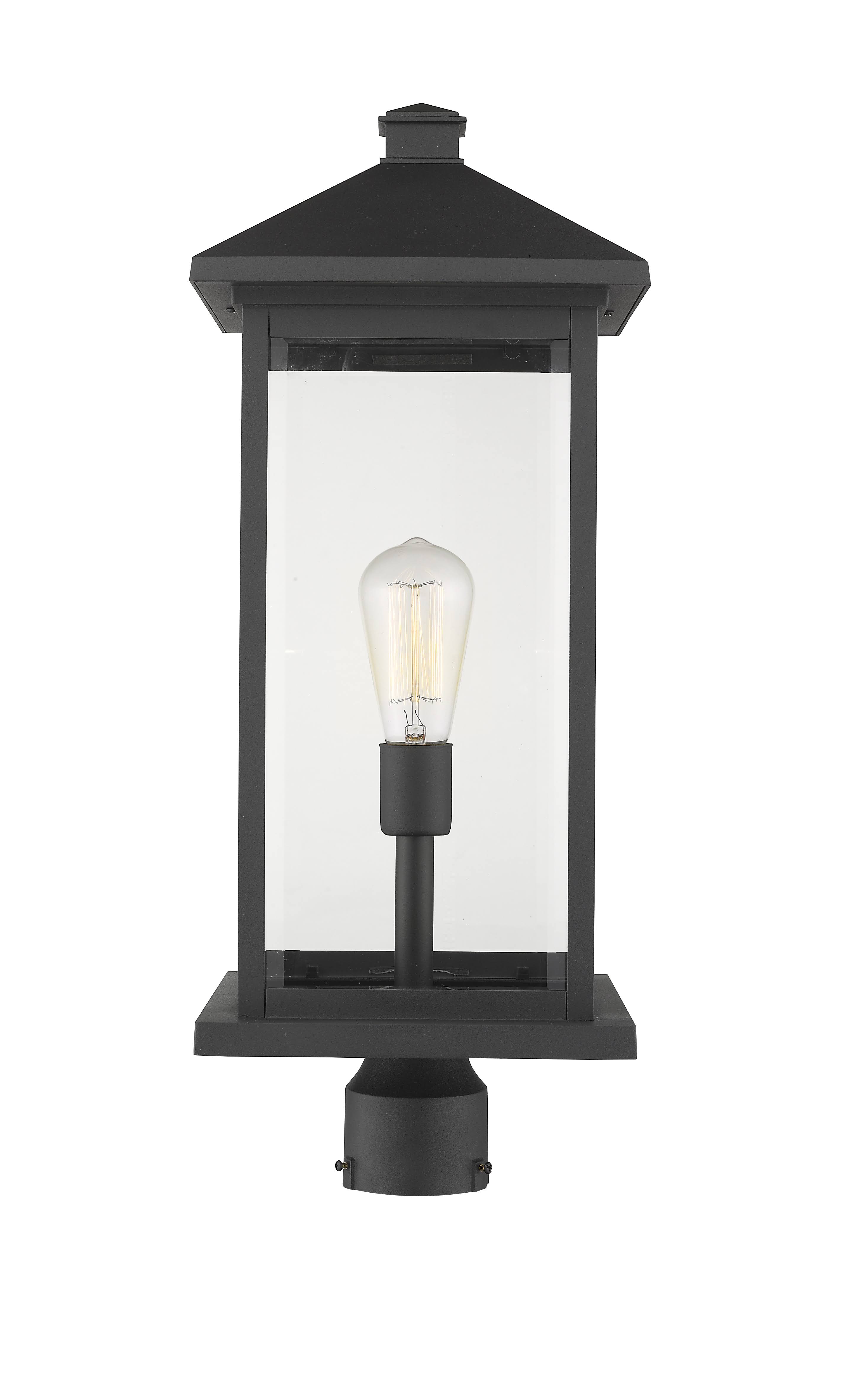 Z-Lite 531PHBXLR-BK Portland 1 Light Outdoor Post Mount Fixture in Black