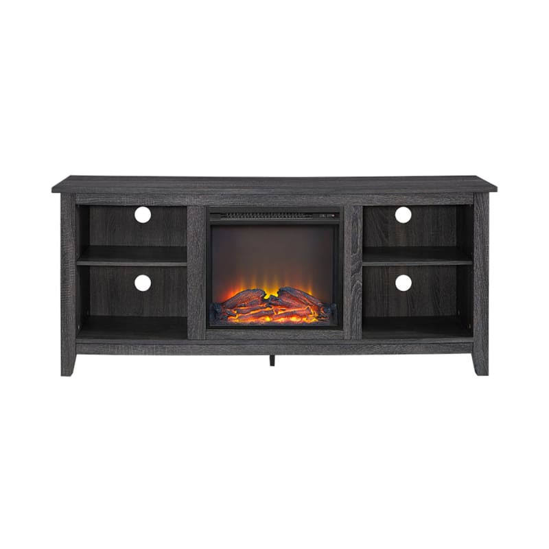 Delacora WE-BD58FP18 58x22 Wide Laminate and Wood TV Stand with Fireplace Charcoal