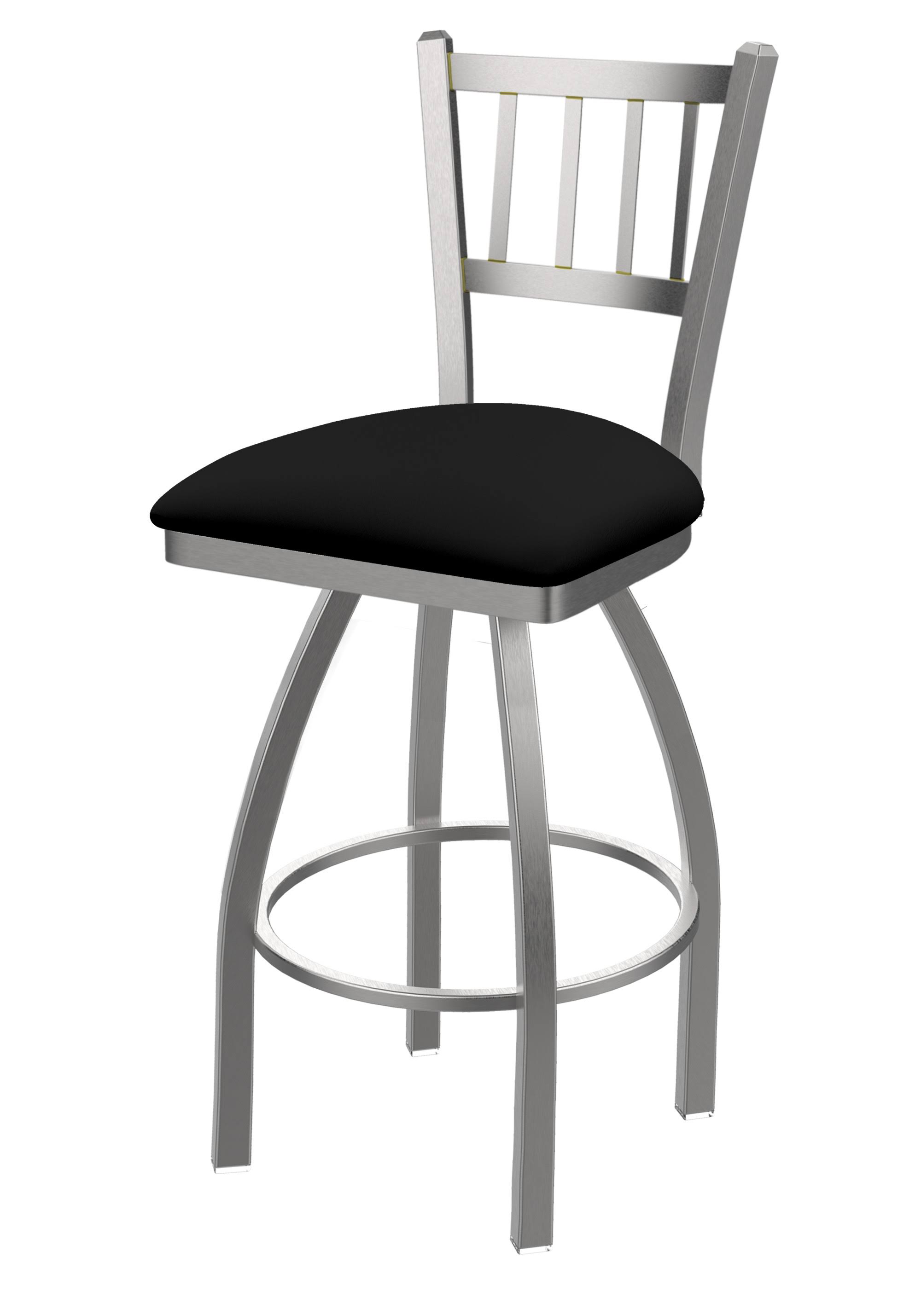 Holland Bar Stool 810 Contessa 25x22 Swivel Counter Stool with Stainless Finish and Black Vinyl Seat