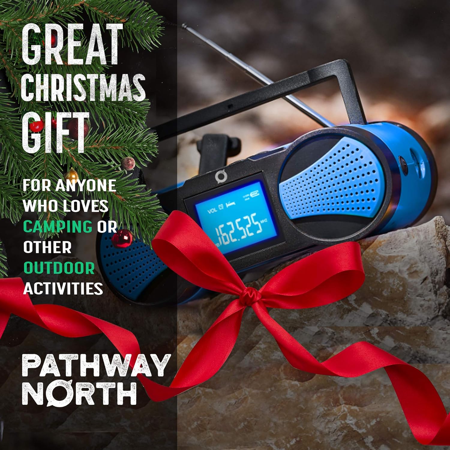 Pathway North Emergency Radio, 4000 mAh NOAA Weather Radio, Hand Crank Charger, Portable Battery Backup with Solar Charging, AM / FM / WB Solar Radio, LCD Screen, Emergency LED Flashlight, SOS Alarm Pack of 2