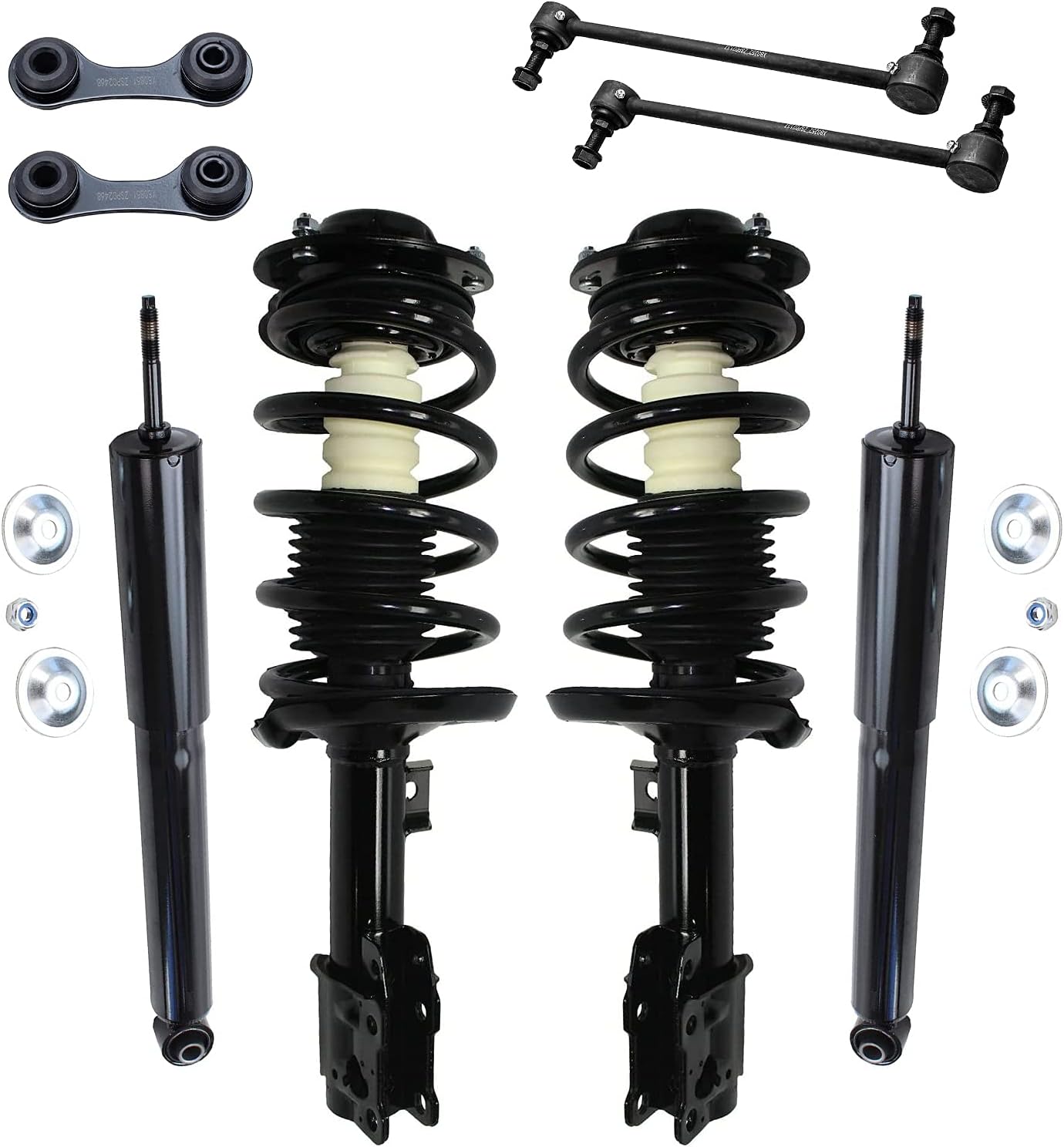 Detroit Axle - Pair (2) Front Complete Quick Strut Assembly Set + Both (2) Rear Shocks + All (4) Front and Rear Sway Bar Links Replacement for Malibu - without RPO Code FE5 Performance Sus. - 8pc Set