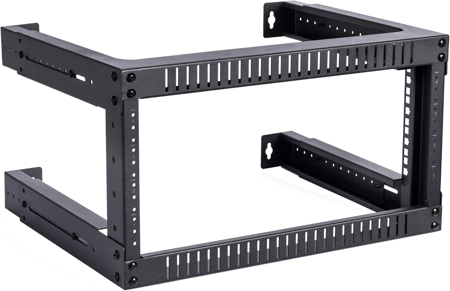 Kenuco 4U Adjustable Depth Wall Mount Open Frame Steel Network Equipment Rack 17.75 Inch Deep Pack of 2