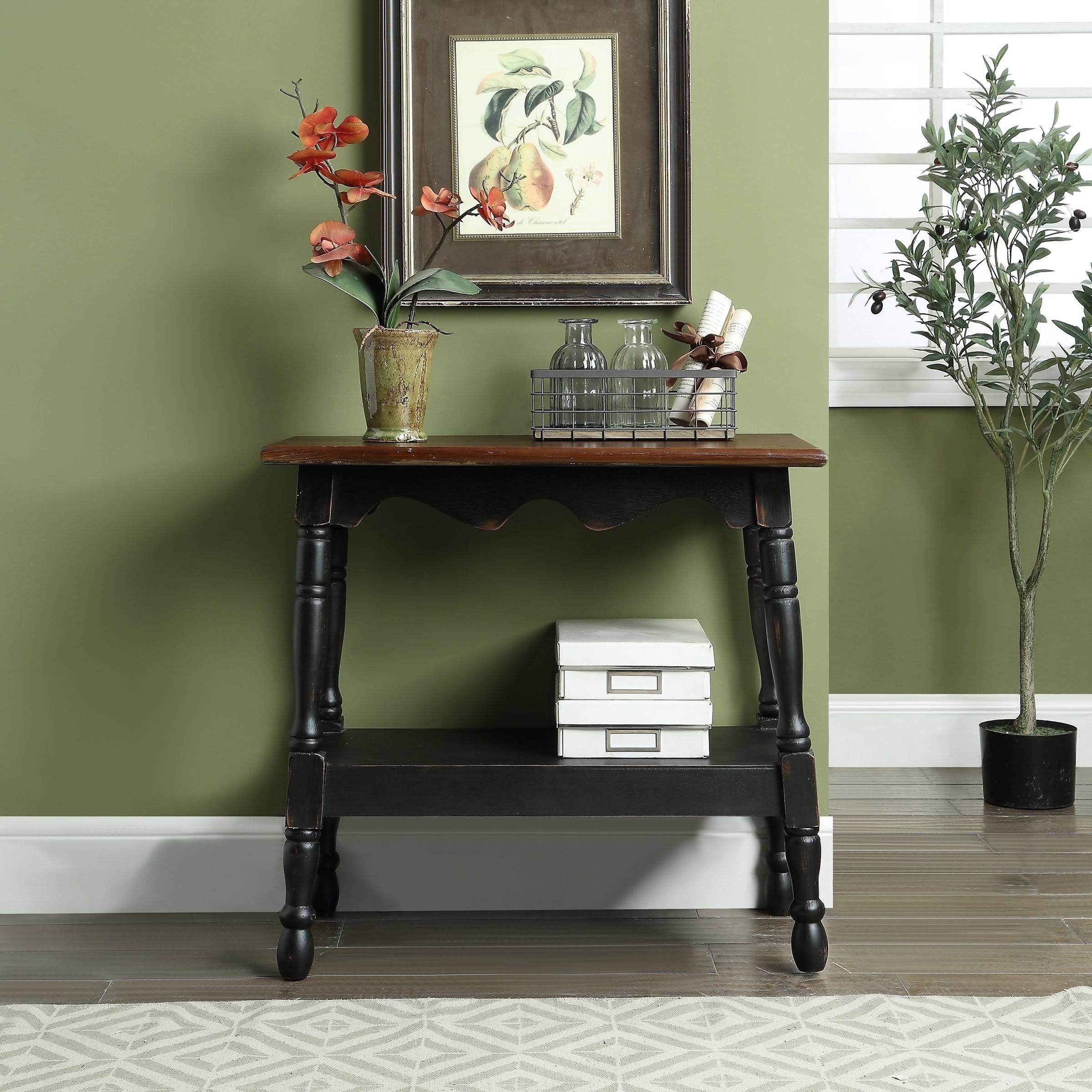 Crestview Collection Whitby Black 1-Shelf Side Table with Turned Legs