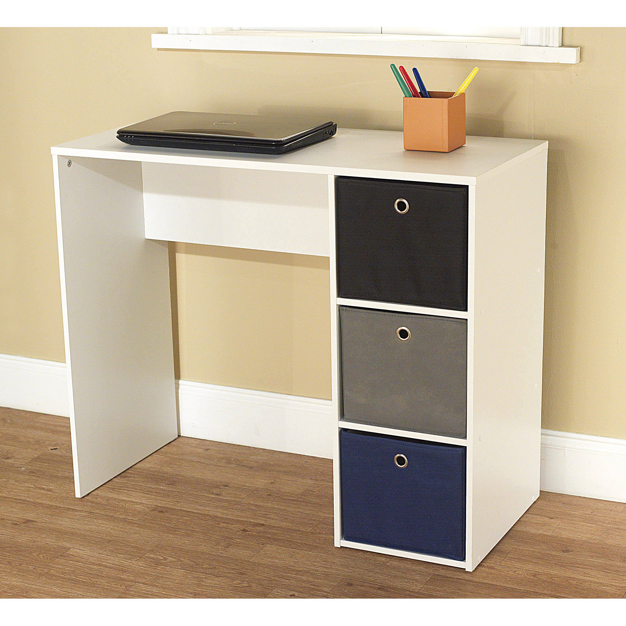 Writing Desk with 3 Bins Bin Color: Blue / Black / Gray