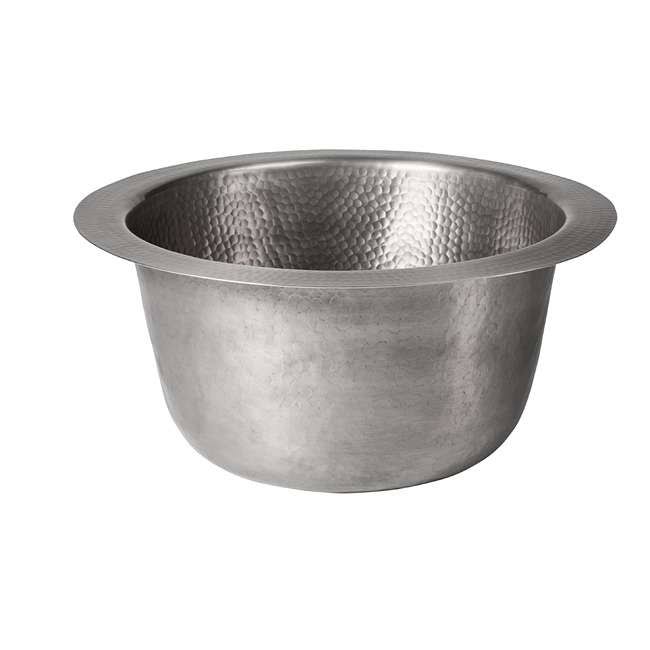 The Copper Factory CF158SN Solid Hand Hammered Copper 16x22 Diameter Large Round Bar/Prep Sink in Satin Nickel