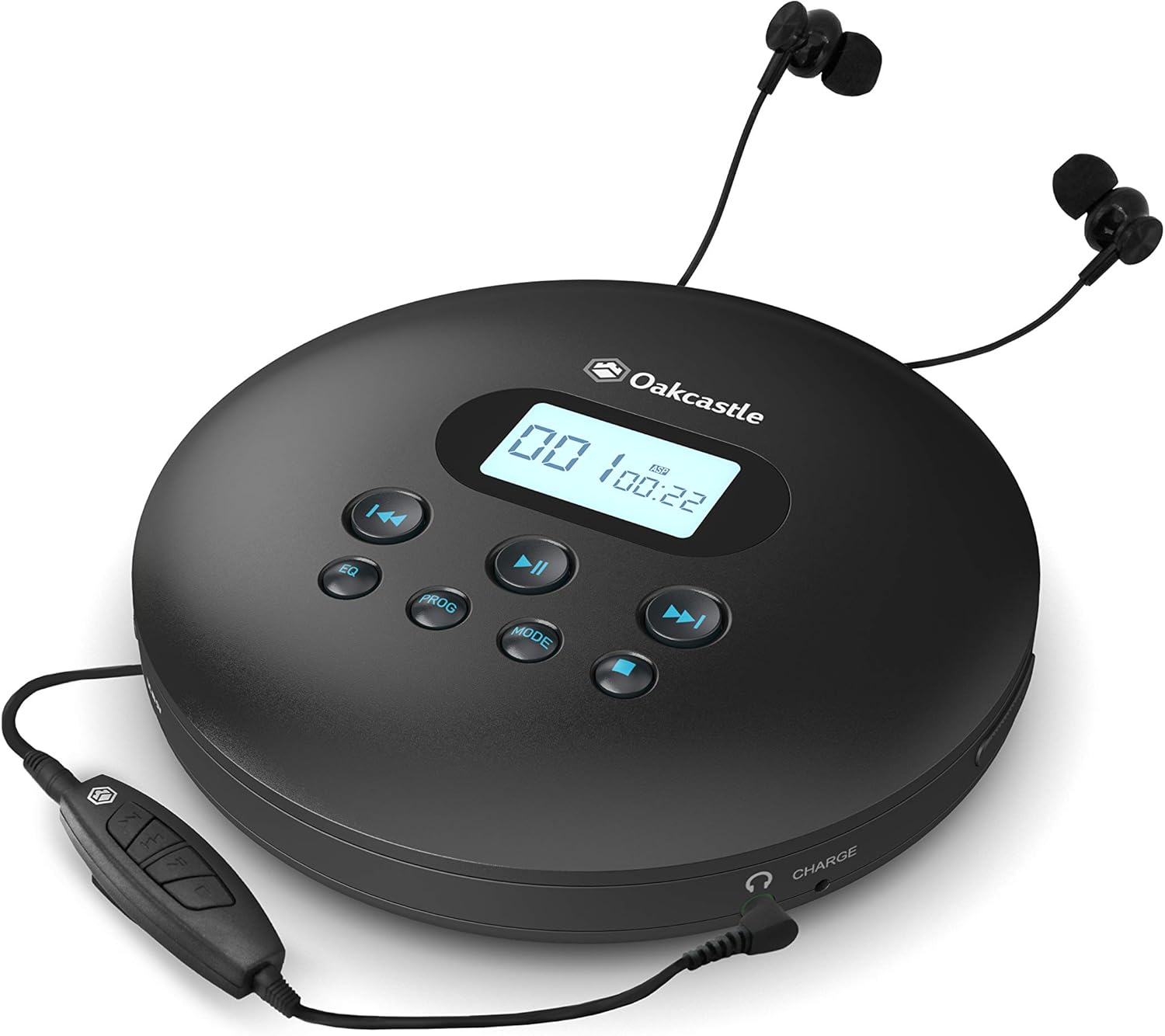Oakcastle CD100 Portable CD Player with Bluetooth | Rechargeable Battery | Headphones Included | AUX Output Pack of 2