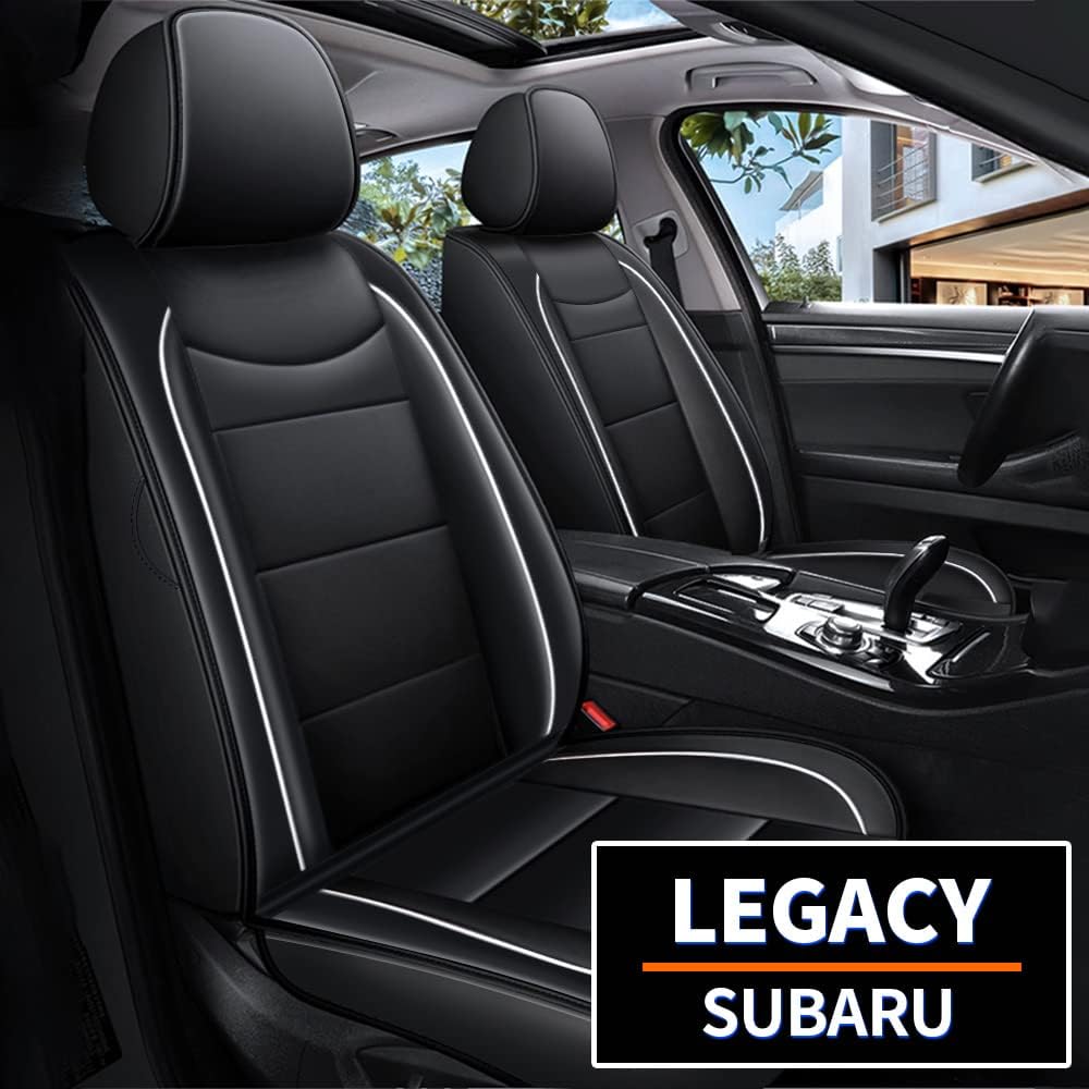 YORKNEIC Seat Cover Custom Fit for Subaru Legacy 2011-2019 Front Seats Leather Seat Protector Airbag Compatible Automotive Vehicle Cushion Cover for Subaru Legacy Comfortable Black 2 PCs